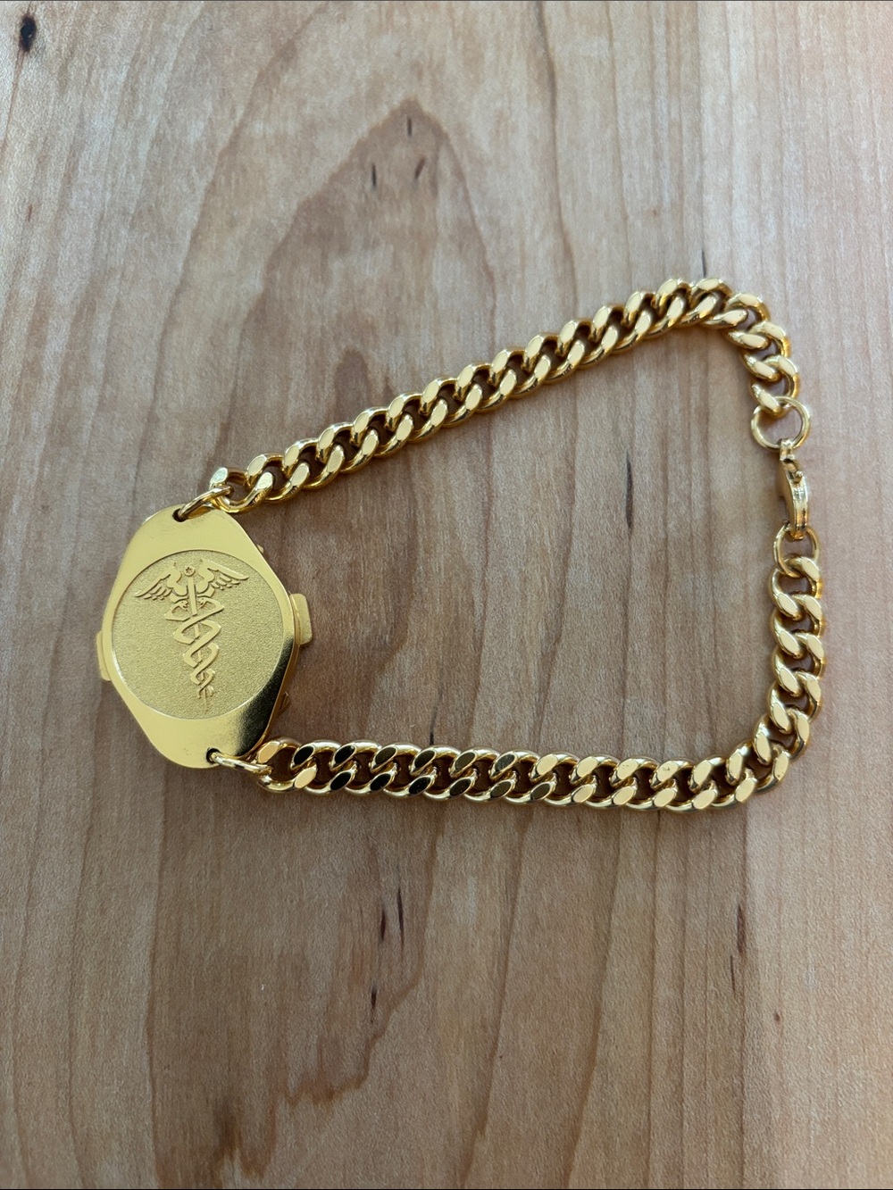 Unisex Gold-Tone Medical ID Chain Bracelet for Men/ Women
